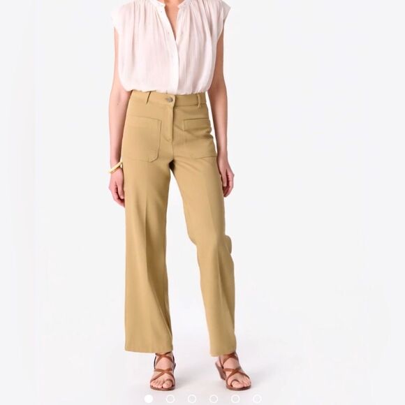 NWT Vanessa Bruno DÉLIAS JEANS Cropped, Straight Leg in Mastic- Size 34 (0) - Picture 1 of 16